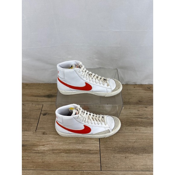 Nike Blazer Mid 77 Vintage White Orange Swoosh Men's High Top Shoes BQ6806 110 - Picture 10 of 10